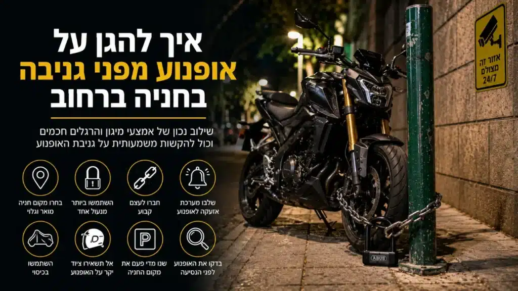 איך להגן על אופנוע מפני גניבה בחניה ברחוב